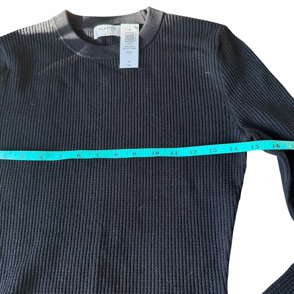 Babaton Waldorf Sculpt Knit Black Long-Sleeve Crewneck Top Shirt NWT Size Small - Picture 8 of 16